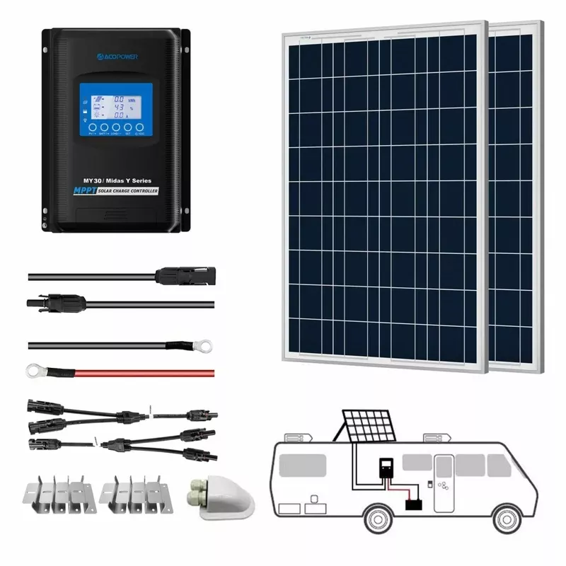 ACOPower 200 Watt 12V Polycrystalline Solar Panel Kit