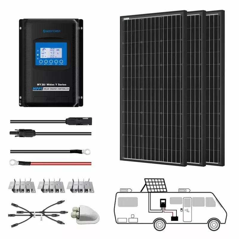 ACOPower 300W 12V 50A Monocrystalline Solar Panel Kit