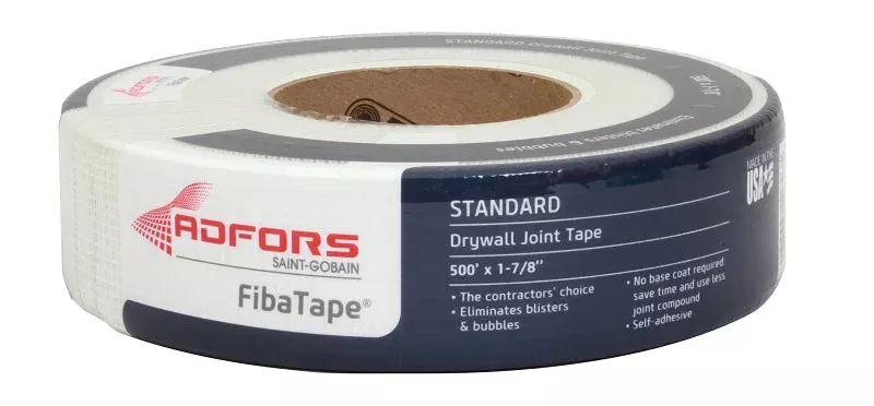 Adfors FibaTape FDW8662-U Standard Drywall Tape, 500 ft L, 1-7/8 in W,