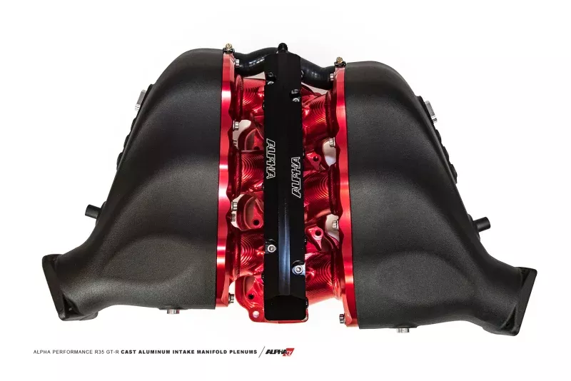 AMS Performance 2009+ Nissan GT-R Alpha Carbon Fiber/Billet Intake Manifold w/Std Fuel Rail - Blue