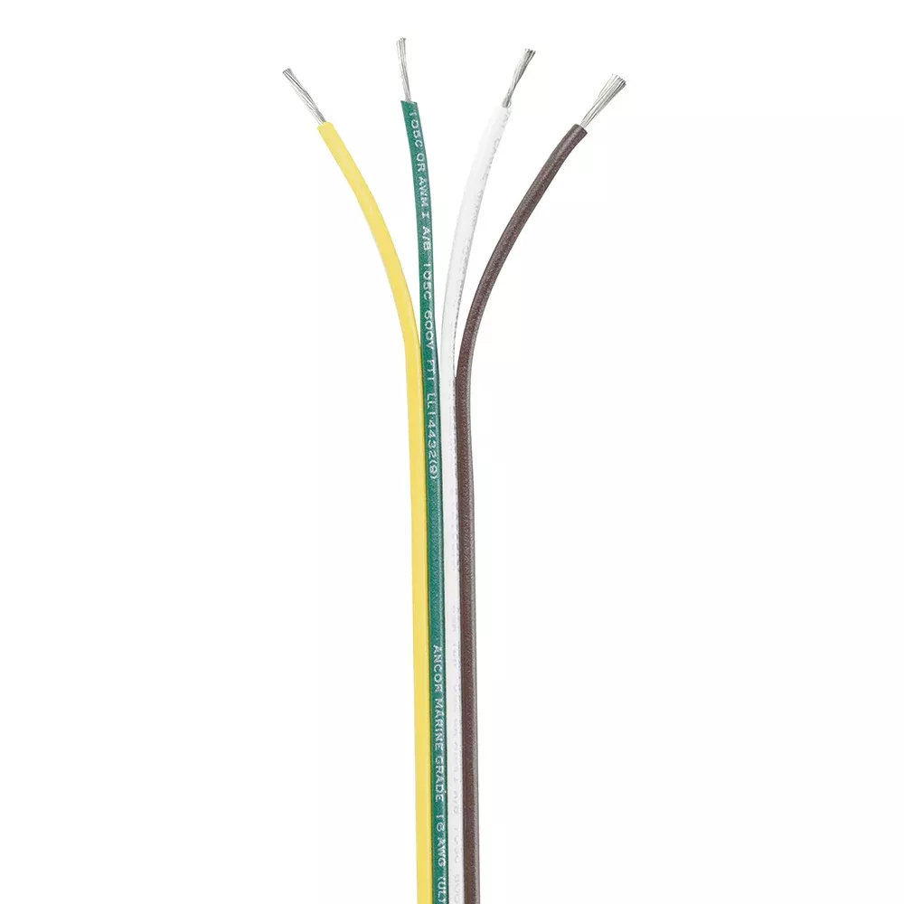 Ancor Ribbon Bonded Cable - 16/4 AWG - Brown/Green/White/Yellow - Flat - 250' [154525]