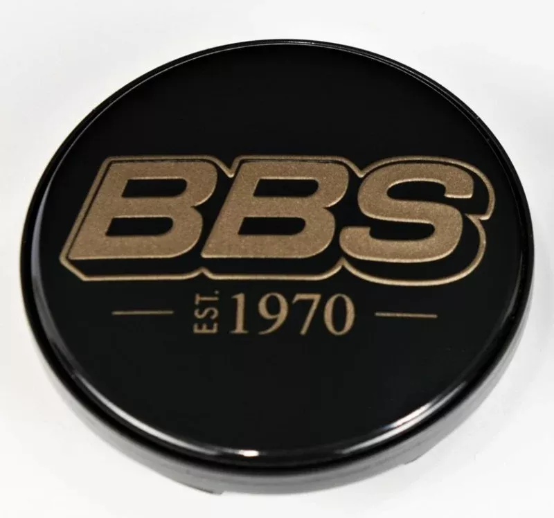 BBS Center Cap 56mm Black/Gold Est. 1970 Anniversary w/BBS Logo (4-Tab)