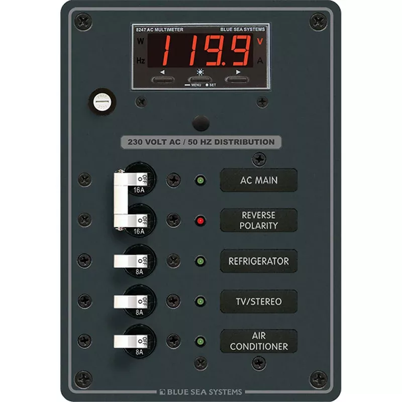 Blue Sea 8505 AC Main + Branch A-Series Toggle Circuit Breaker Panel (230V) - Main + 3 Position [8505]