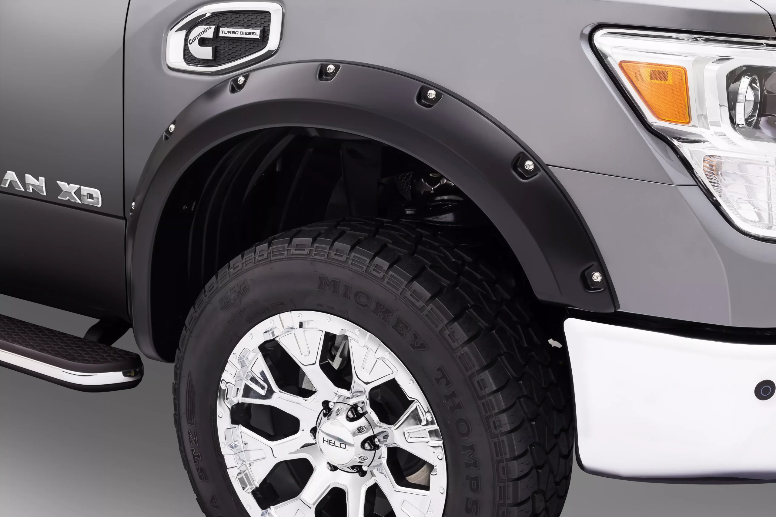 Bushwacker - 70907-02 - Fender Flare -70907-02 Black Pocket/Rivet Style Smooth Finish 4-Piece Fender Flare Set for 2004-2015 Nissan Titan w/Lock Box - P/N: 70907-02
