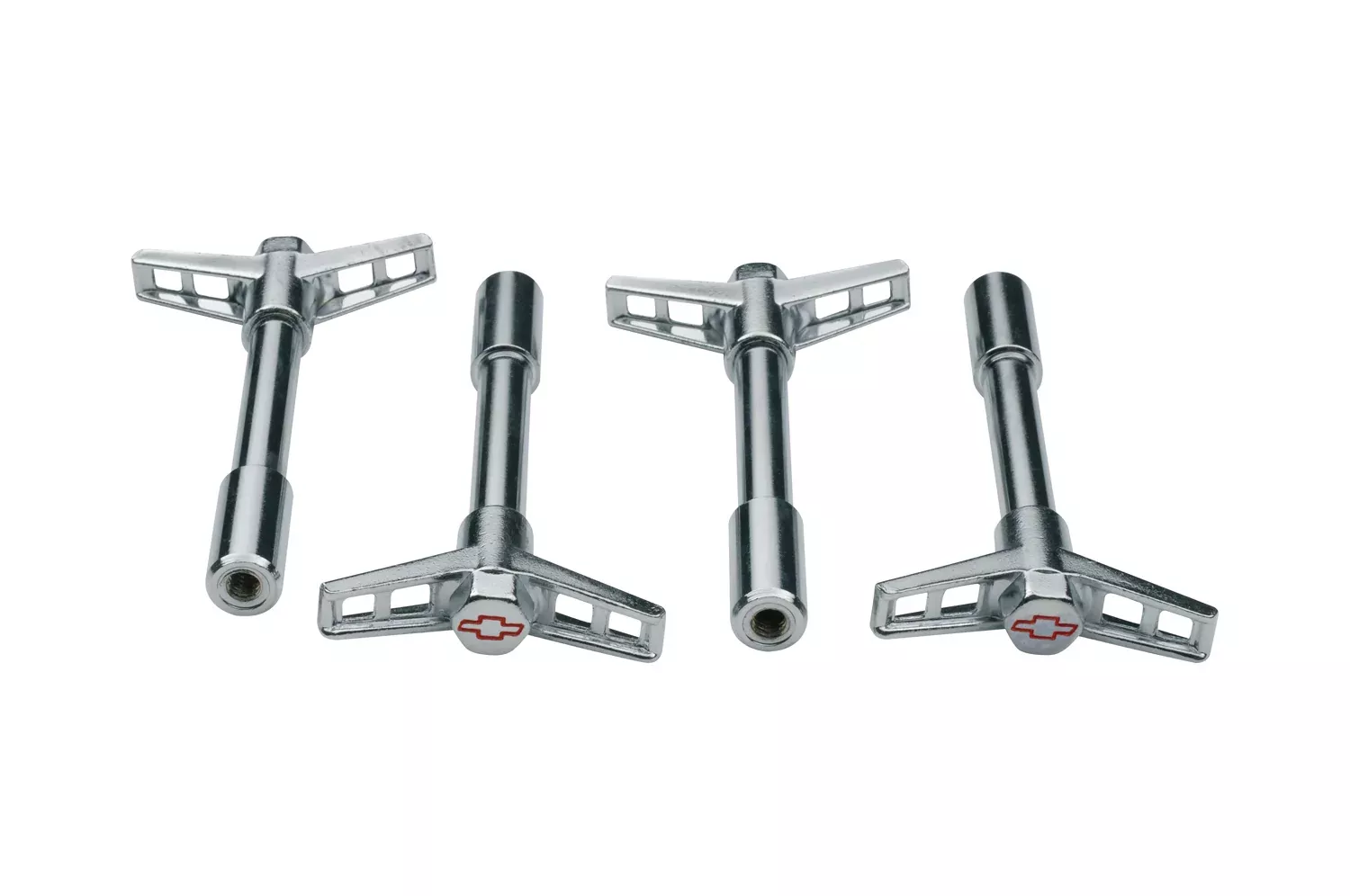 Chevrolet Performance Parts - 141-902 - Engine Valve Cover Nut - Engine Valve Cover Wing Nuts Steel Chrome Red Bowtie Logo 1/4-20 Thread 4pc Red Bowtie