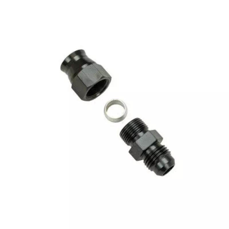 Moroso Aluminum Fitting Adapter 6AN Male to 3/8in Tube Compression - Black
