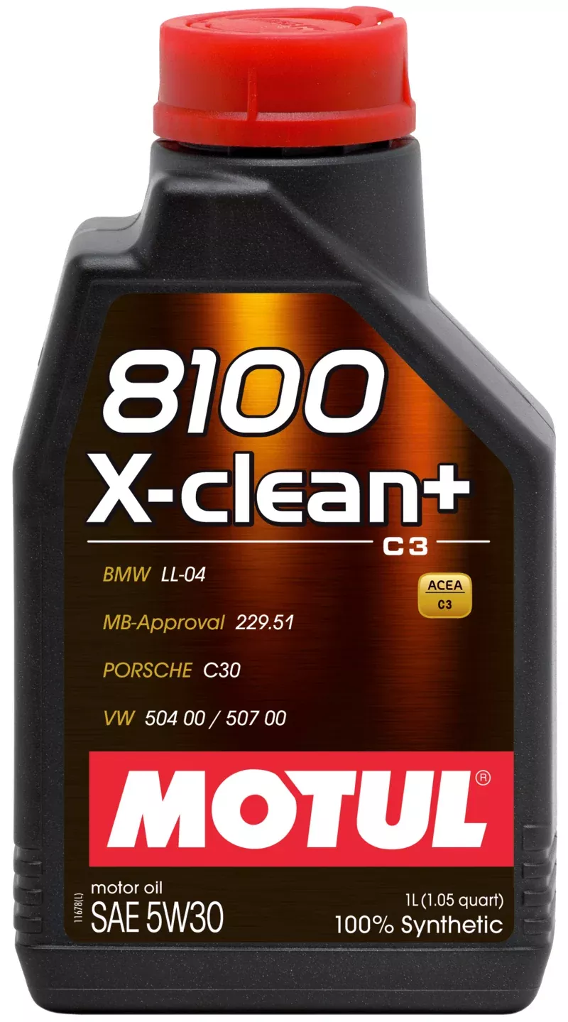 Motul 1L Synthetic Engine Oil 8100 5W30 X-CLEAN - LL04- MB 229.51- 504.00-507.00 - Case of 14