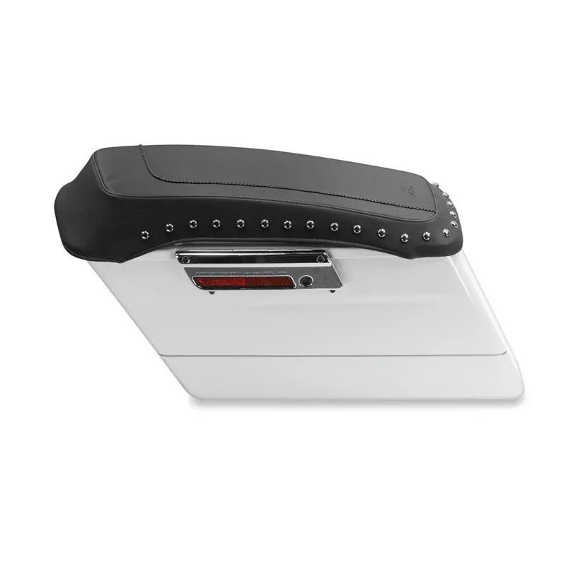 Mustang 80-07 Harley Early FL Touring Road King Saddlebag Lid Covers w/Blk Pearl Studs - Black