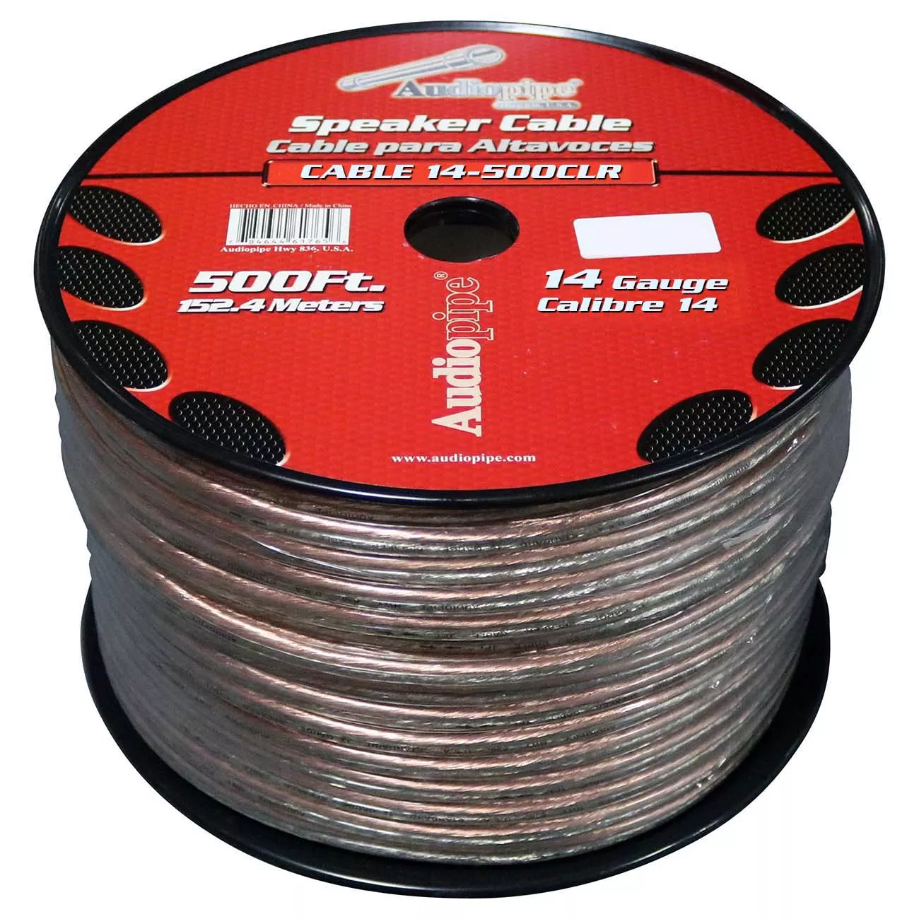 Nippon Audiopipe Speaker Wire 14-Gauge 500 Foot Spool with Clear Insulation