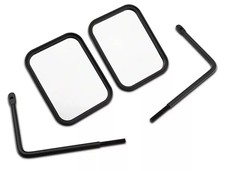 Officially Licensed Jeep 66-18 CJ5/ CJ7/Wrangler YJ/ TJ/JK Adv Mirrors w Embossed Jeep Logo-Txt Blk