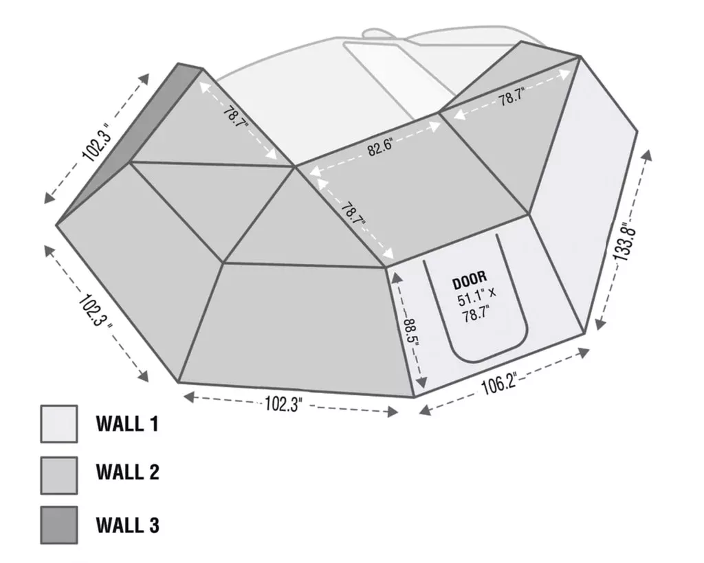 Overland Vehicle Systems - 18149909 - Portable Awning - Nomadic 270 Passenger Side Awning Wall 3