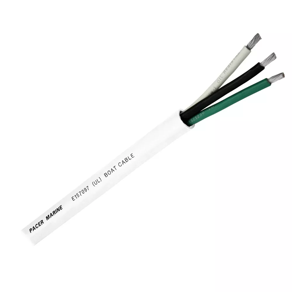 Pacer Round 3 Conductor Cable - 250 - 12/3 AWG - Black, GreenWhite[WR12/3-250]