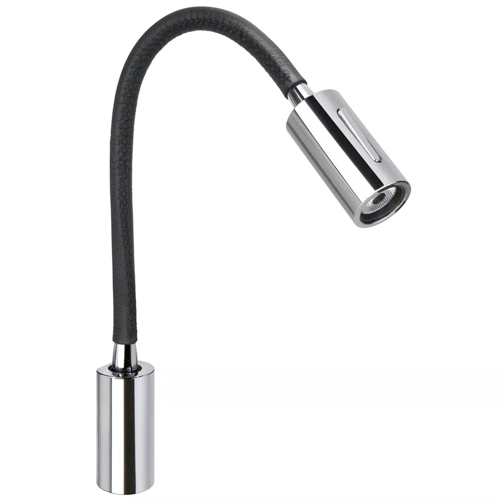 Quick Audrey Wall Light w/USB Daylight - Black Leather - Chrome [FASP4881TVCFE00]