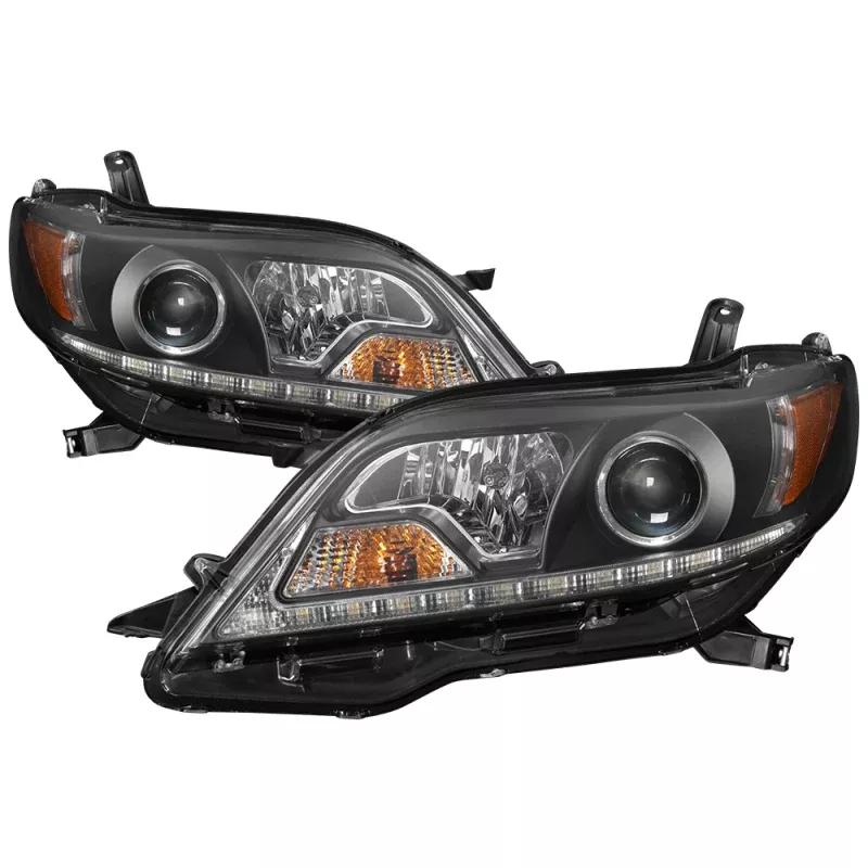 Spyder Toyota Sienna 2011-2014Projector Headlights - DRL LED - Black PRO-YD-TSEN11-DRL-BK