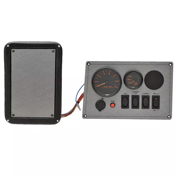 Yamaha Boat Dash Gauge Panel 16589A | Gray Plastic w/ Fuse Box