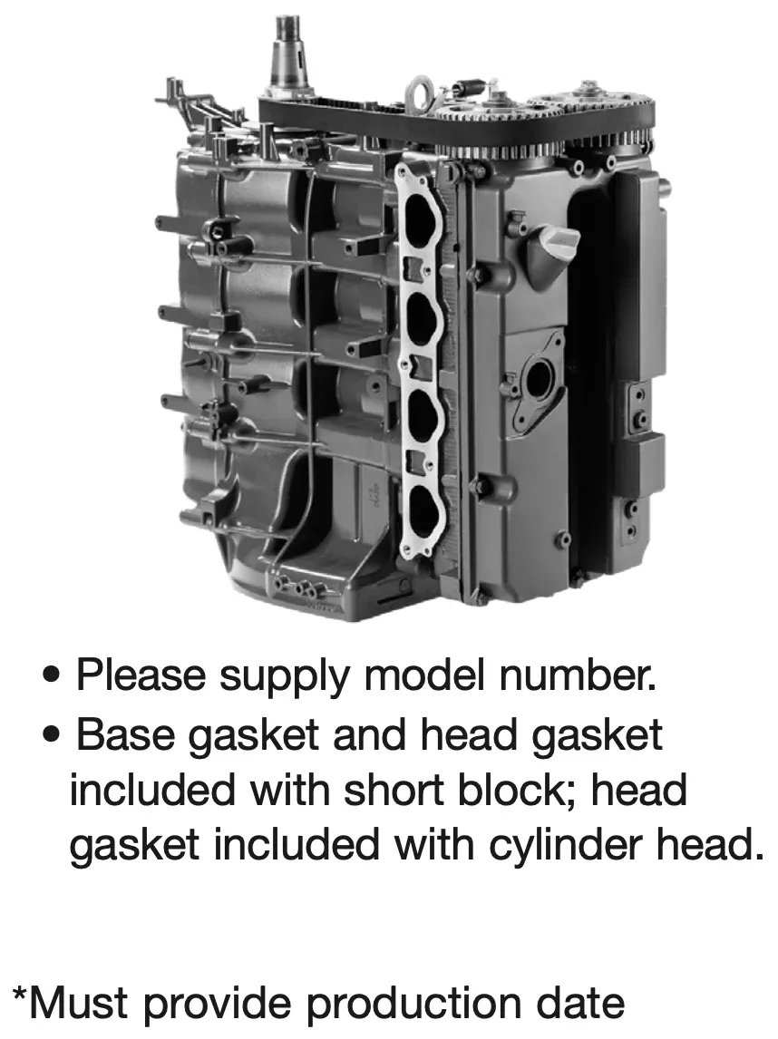 Yamaha F75-100HP 1.6L 4 Cyl Long Block years 1999-2017